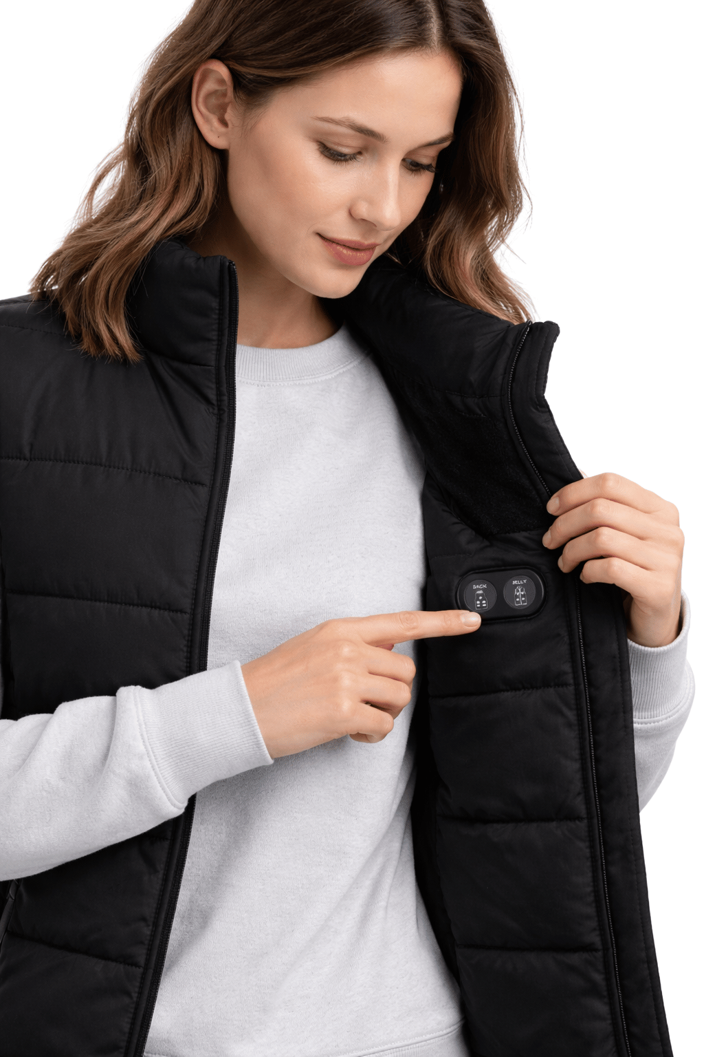 Chaleco Acolchado Calefactable para Mujer Negro – Dual Heating