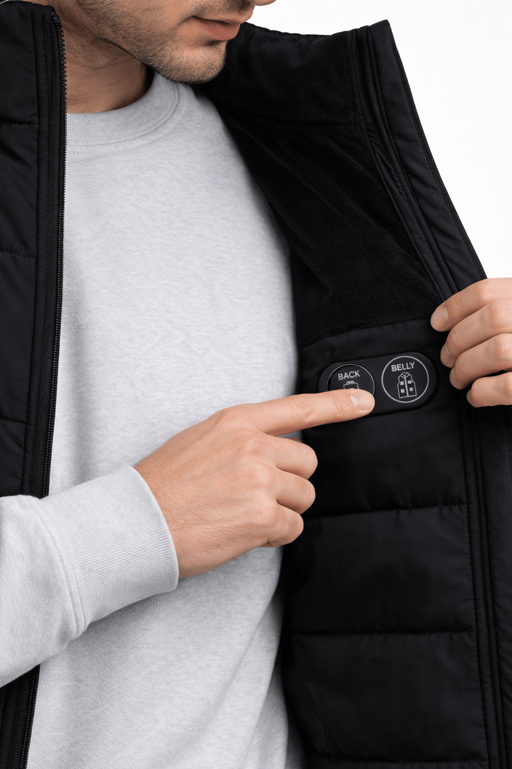 Chaleco Acolchado Calefactable para Hombre Negro – Dual Heating