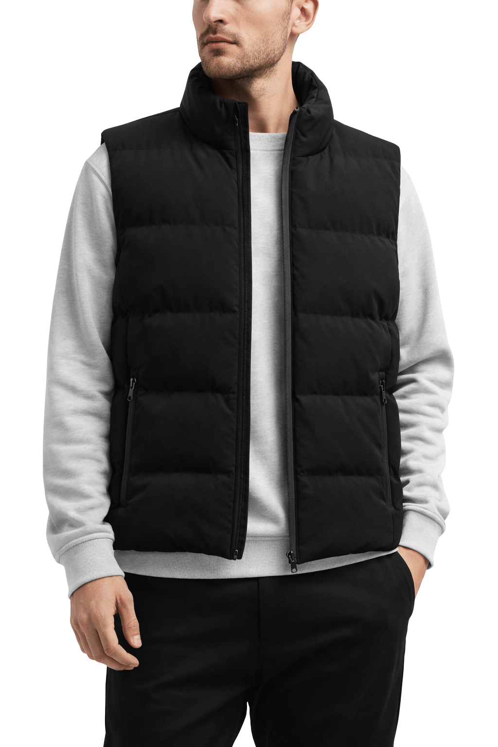 Chaleco Acolchado Calefactable para Hombre Negro – Dual Heating